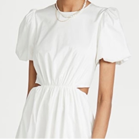 WAYF Short Puffy Sleeves Side Cut Outs Full Skirt Dress - Picture 3 of 16